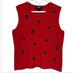 Designers Originals Studio Joy Christmas Scottie Dog Sleeveless Sweater Vest